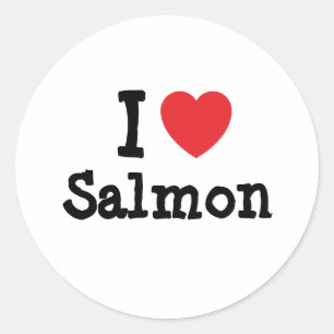 Adesivo Eu adoro Salmon Heart Shirt