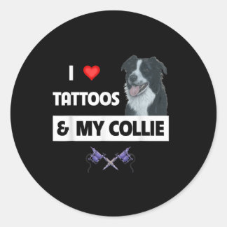 Adesivo Eu Adoro Tatuagens E Meu Cachorro Collie Da Fronte