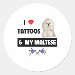 Adesivo Eu Adoro Tatuagens E Meu Cachorro Maltipoo Pai Mãe