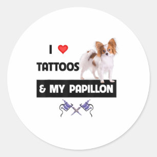 Adesivo Eu Adoro Tatuagens E Meu Cachorro Papillon Mãe Cor