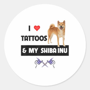 Adesivo Eu Adoro Tatuagens E Meu Cachorro Shiba Inu Mãe Pa