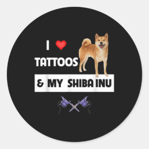 Adesivo Eu Adoro Tatuagens E Meu Cachorro Shiba Inu Mãe Pa