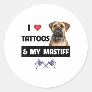 Adesivo Eu Adoro Tatuagens E Meu Mastiff Tatuado Cachorro 