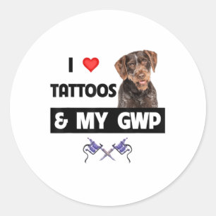Adesivo Eu Adoro Tatuagens E Minha Ponta Wirehaired Alemã 