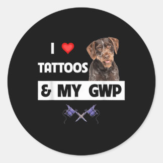 Adesivo Eu Adoro Tatuagens E Minha Ponta Wirehaired Alemã 