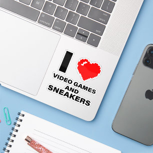 Adesivo Eu adoro videos games e tênis