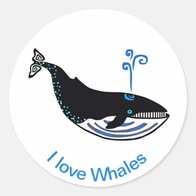 Adesivo Eu adoro WHALES - Ativista animal - Natureza - Vid (Frente)