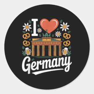 Adesivo Eu Amo A Alemanha Bratwurst Pretzel Beer