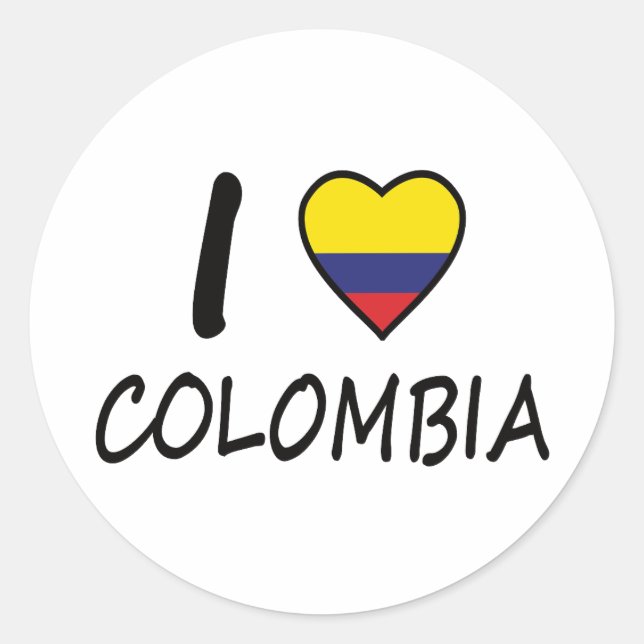Adesivo Eu amo a bandeira colombiana Colômbia (Frente)