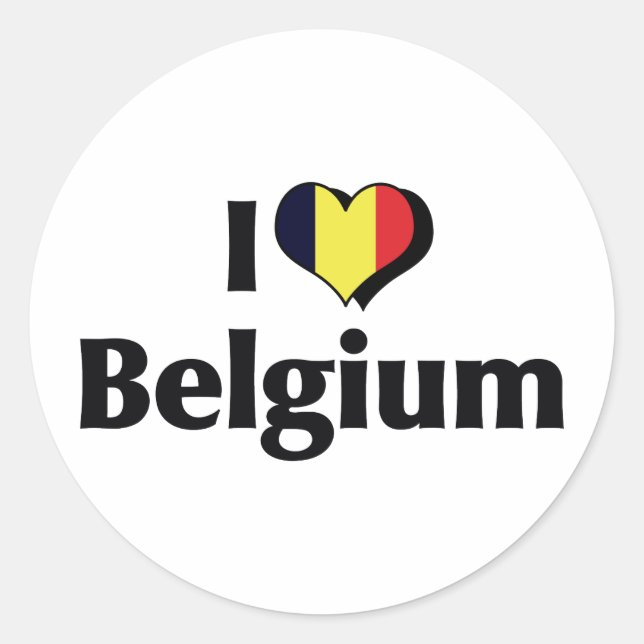 Adesivo Eu Amo a Bandeira da Bélgica (Frente)