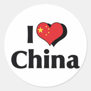 Adesivo Eu Amo a Bandeira da China
