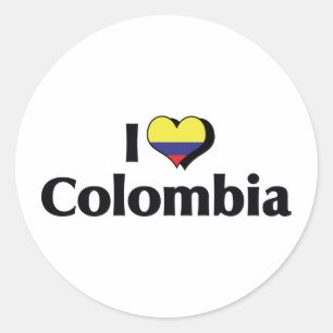Adesivo Eu Amo a Bandeira da Colômbia
