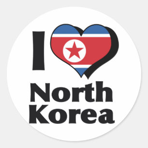 Adesivo Eu amo a bandeira da Coreia do Norte