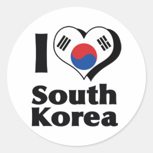 Adesivo Eu Amo a Bandeira da Coreia do Sul