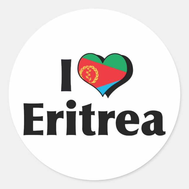 Adesivo Eu Amo a Bandeira da Eritreia (Frente)