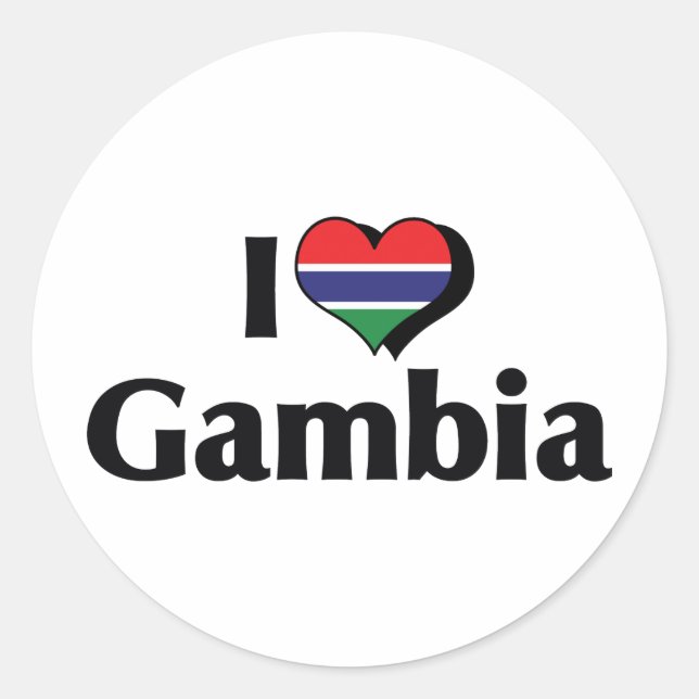 Adesivo Eu Amo a Bandeira da Gâmbia (Frente)