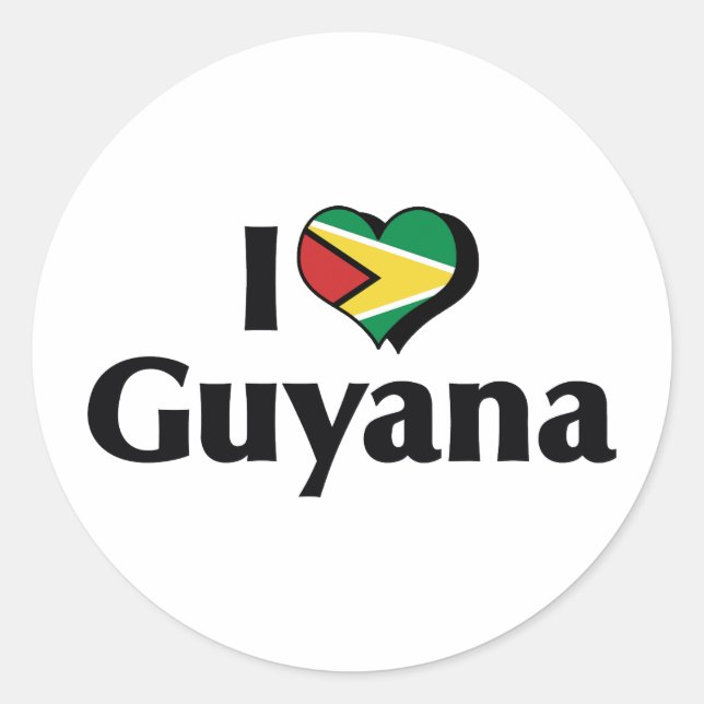 Adesivo Eu Amo a Bandeira da Guiana (Frente)