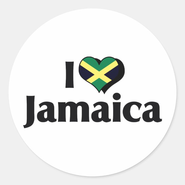 Adesivo Eu Amo a Bandeira da Jamaica (Frente)