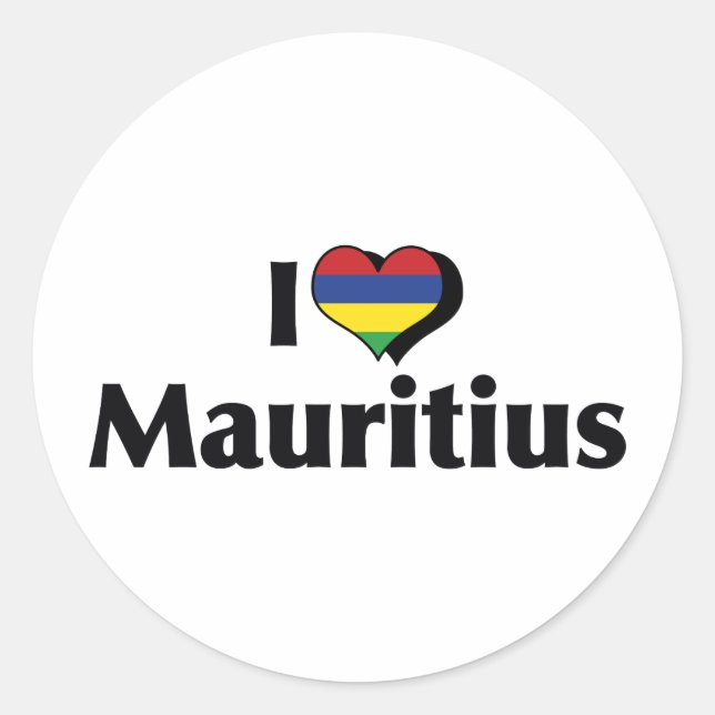 Adesivo Eu Amo a Bandeira da Maurícia (Frente)