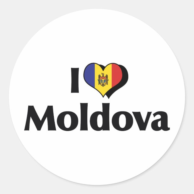 Adesivo Eu Amo a Bandeira da Moldávia (Frente)