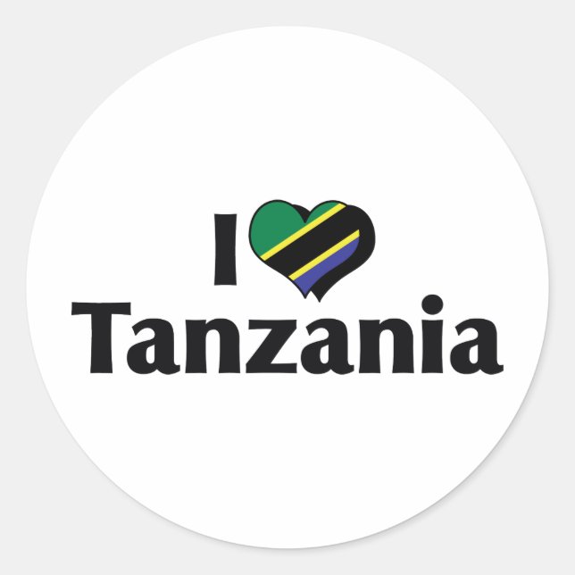 Adesivo Eu Amo a Bandeira da Tanzânia (Frente)