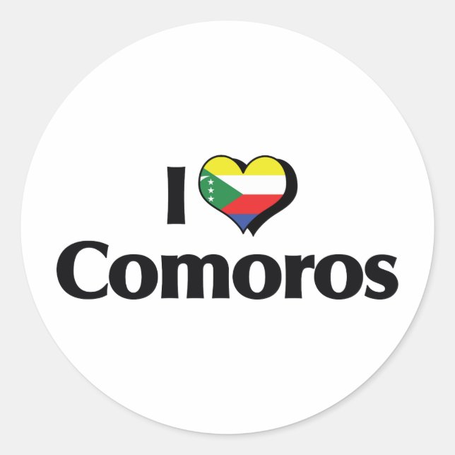 Adesivo Eu Amo a Bandeira das Comores (Frente)