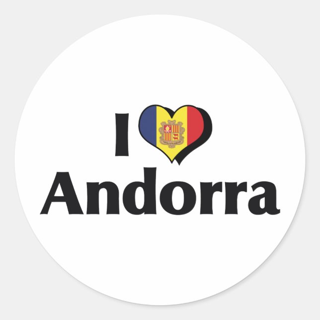 Adesivo Eu Amo a Bandeira de Andorra (Frente)
