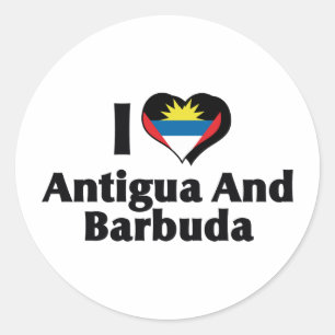 Adesivo Eu Amo a Bandeira de Antígua e Barbuda