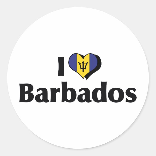 Adesivo Eu Amo a Bandeira de Barbados (Frente)