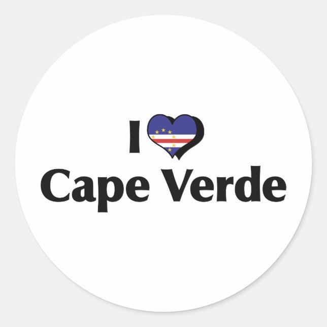 Adesivo Eu Amo a Bandeira de Cabo Verde (Frente)