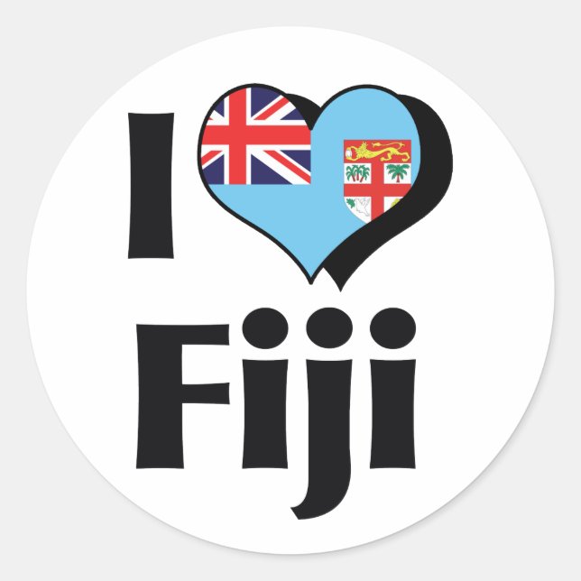 Adesivo Eu Amo a Bandeira de Fiji (Frente)