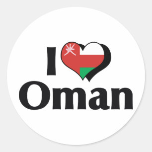 Adesivo Eu amo a bandeira de Oman