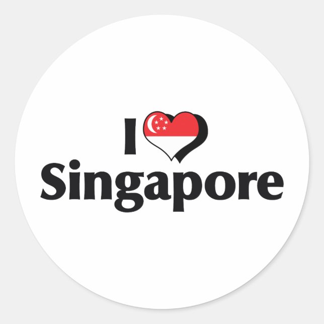Adesivo Eu Amo a Bandeira de Singapura (Frente)