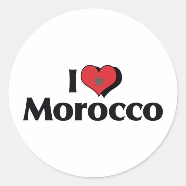 Adesivo Eu Amo a Bandeira do Marrocos (Frente)