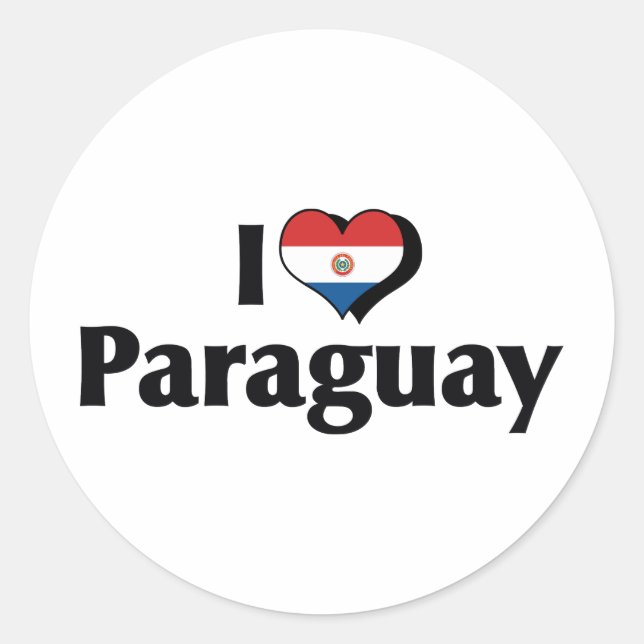 Adesivo Eu amo a bandeira do Paraguai (Frente)