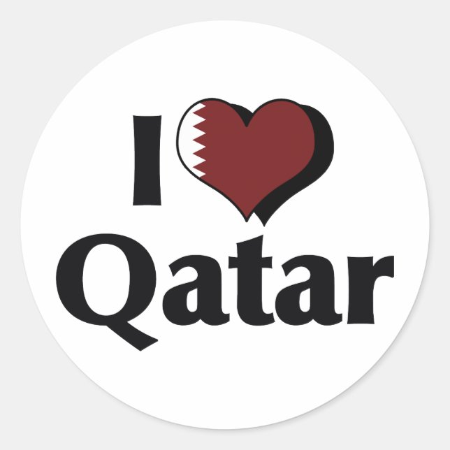 Adesivo Eu Amo a Bandeira do Qatar (Frente)