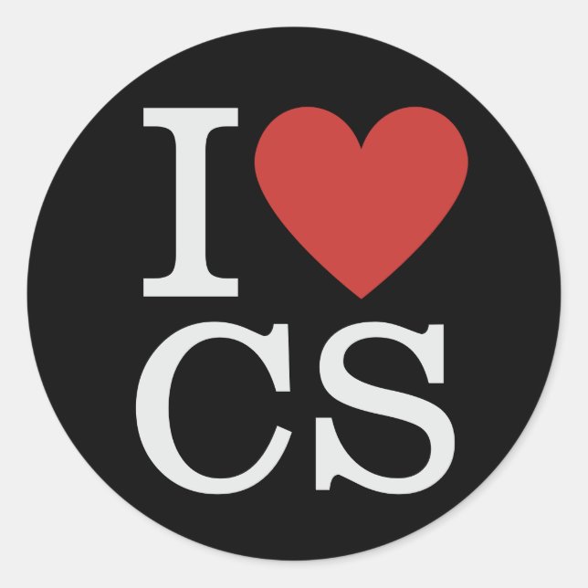 Adesivo Eu ❤️ Amo a Faculdade de Ciência da Computação CS/ (Frente)