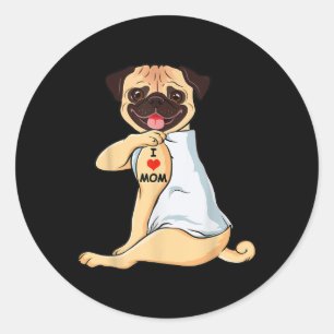 Adesivo Eu Amo A Mãe Tatto Pug Mãe Cão Mão Mão Sobre Mulhe
