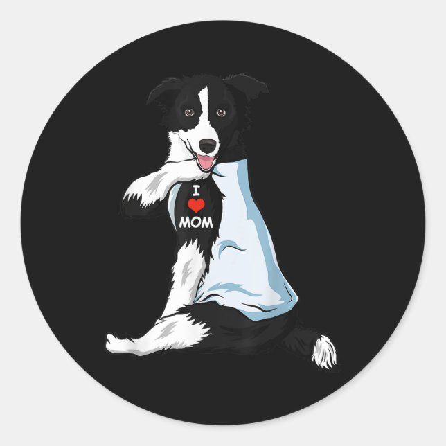 Adesivo Eu Amo A Mãe Tattoo Border Collie Mãe Cachorro Sob (Frente)