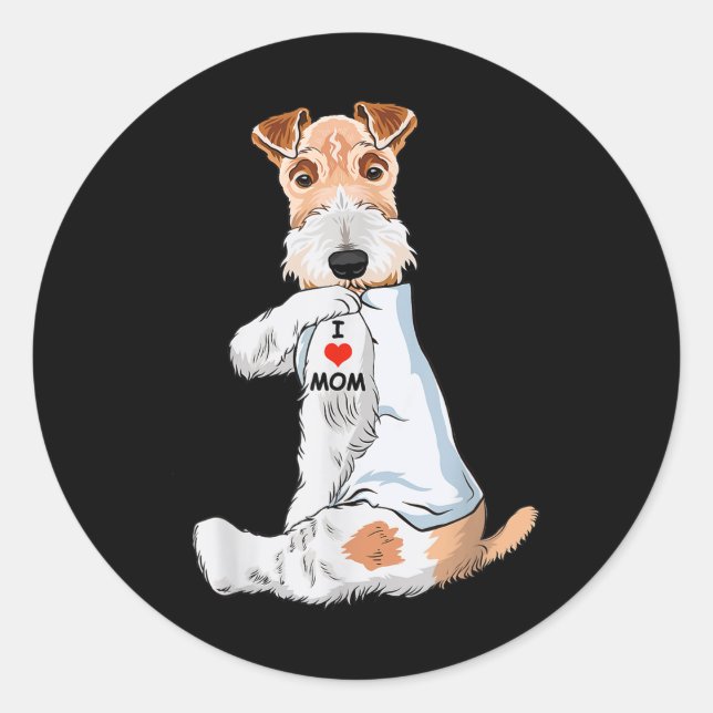 Adesivo Eu Amo A Mãe Tattoo Wire Fox Terrier Mãe Cachorro  (Frente)