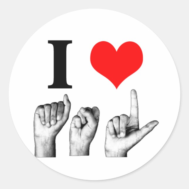 Adesivo Eu Amo A-S-L (Frente)