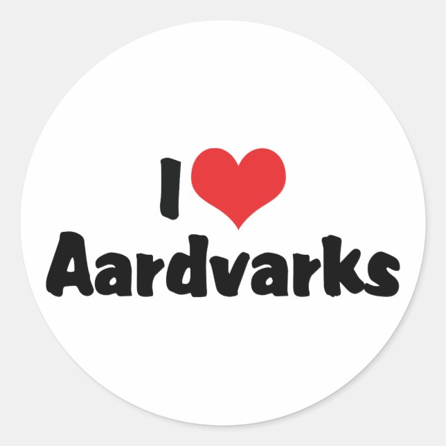 Adesivo Eu Amo Aardvarks Coração (Frente)