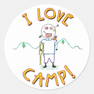 Adesivo Eu Amo Acampamento - Desenho Divertido de Acampame