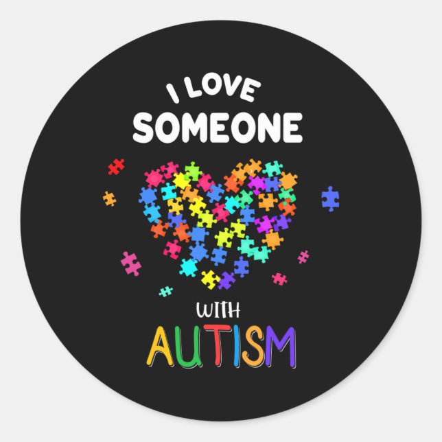 Adesivo Eu Amo Alguém Com Autismo Tee Autism Fala Com Cons (Frente)