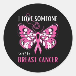 Adesivo Eu Amo Alguém Com Borboleta De Cancer De Mama Rosa