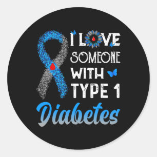 Adesivo Eu Amo Alguém Com Diabetes Tipo 1 Azul E Cinza