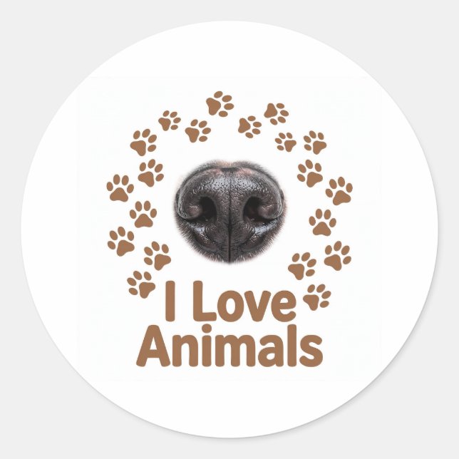 Adesivo Eu Amo Animais (Frente)