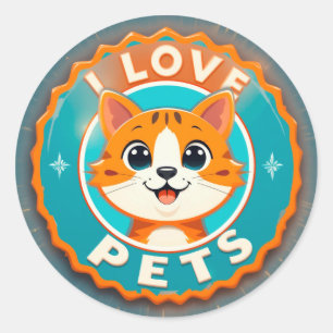 Adesivo Eu amo animais de estimação gato fofo