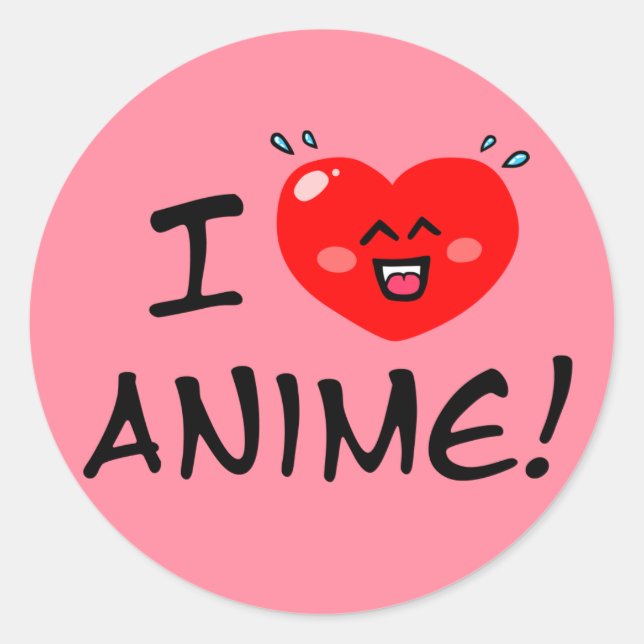 Adesivo Eu Amo Anime (Frente)