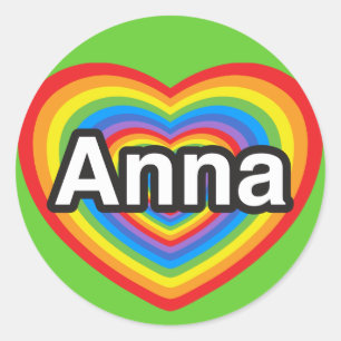 Adesivo Eu amo Anna. Eu te amo Anna. Coração
